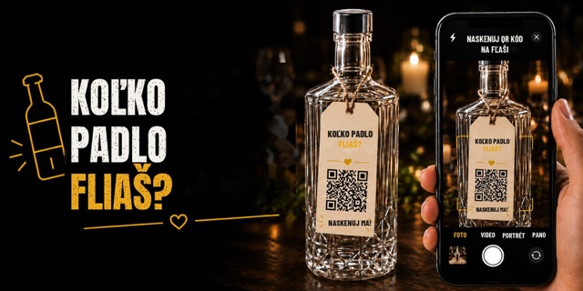Hra „Koľko padlo fliaš?“ — QR visačka na fľaši
