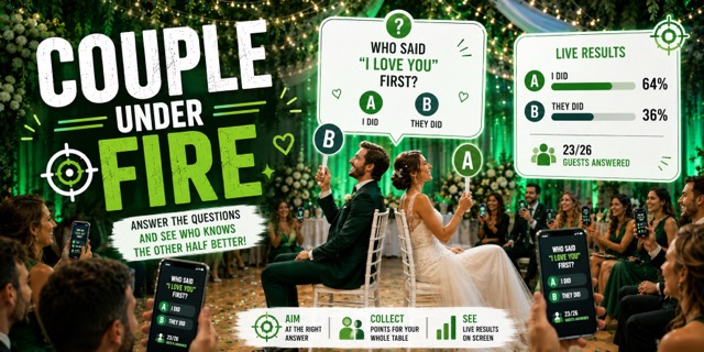 “Couple Under Fire” game — live quiz about the newlyweds