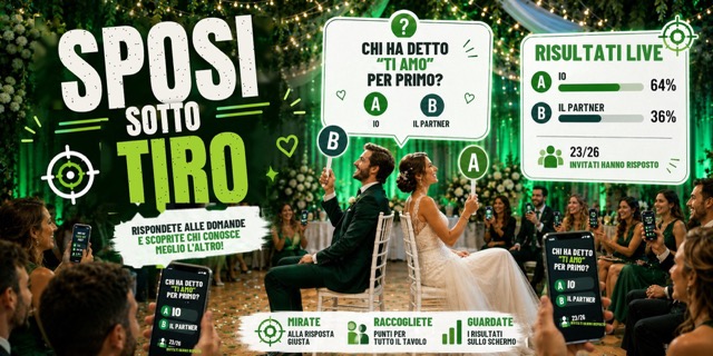 Gioco «Sposi sotto tiro»: quiz dal vivo sugli sposi