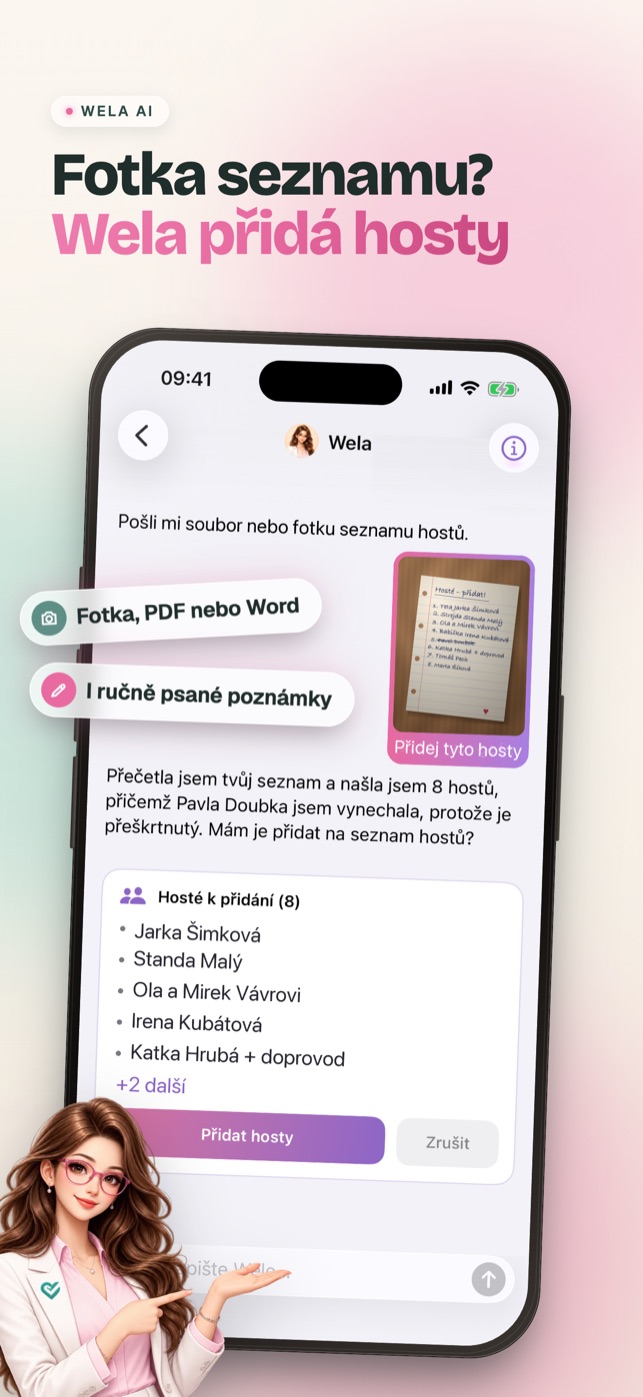 Wela AI — fotka seznamu, Wela přidá hosty